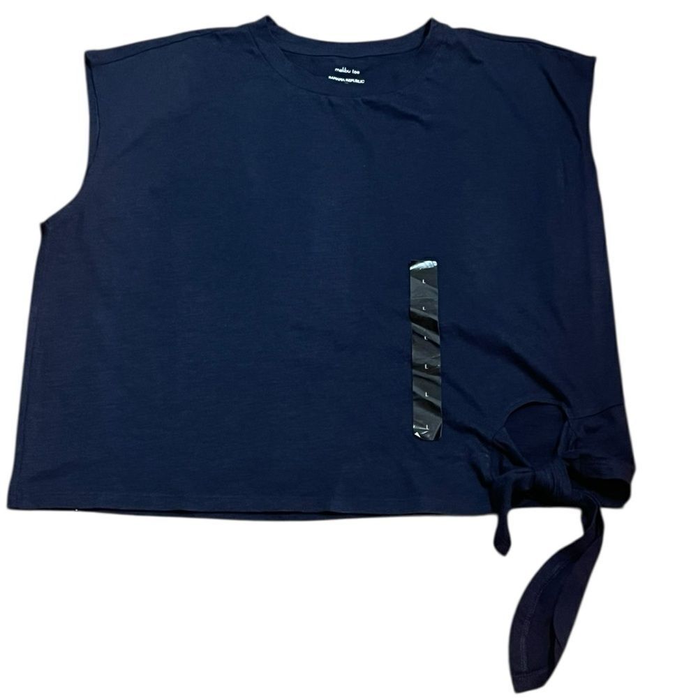 Banana Republic‎ Navy Sleeveless Side Tie Cotton Modal Shirt, Size L, NWT